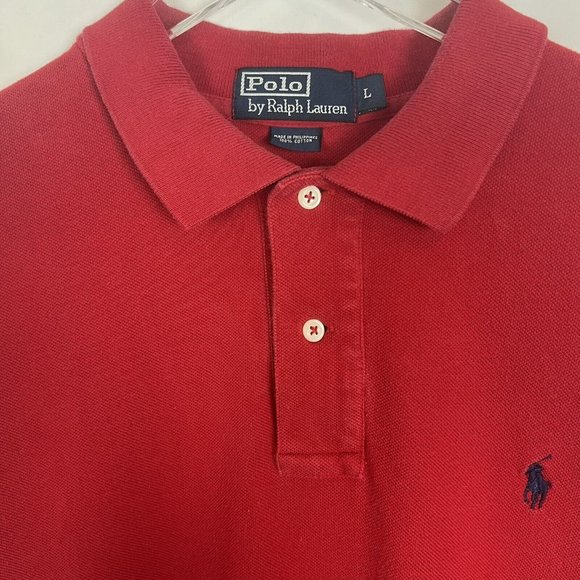 Ralph Lauren Polo Shirt Adult Large Red Cotton Golf Rugby Men L - Picture 4 of 11